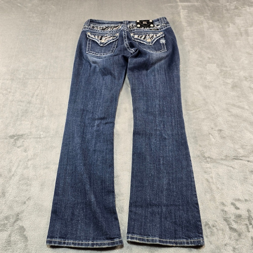 Miss Me Bootcut Jeans Womens 29 Dark Wash Rhinestone Embellished Y2K Bling B - Picture 4 of 13